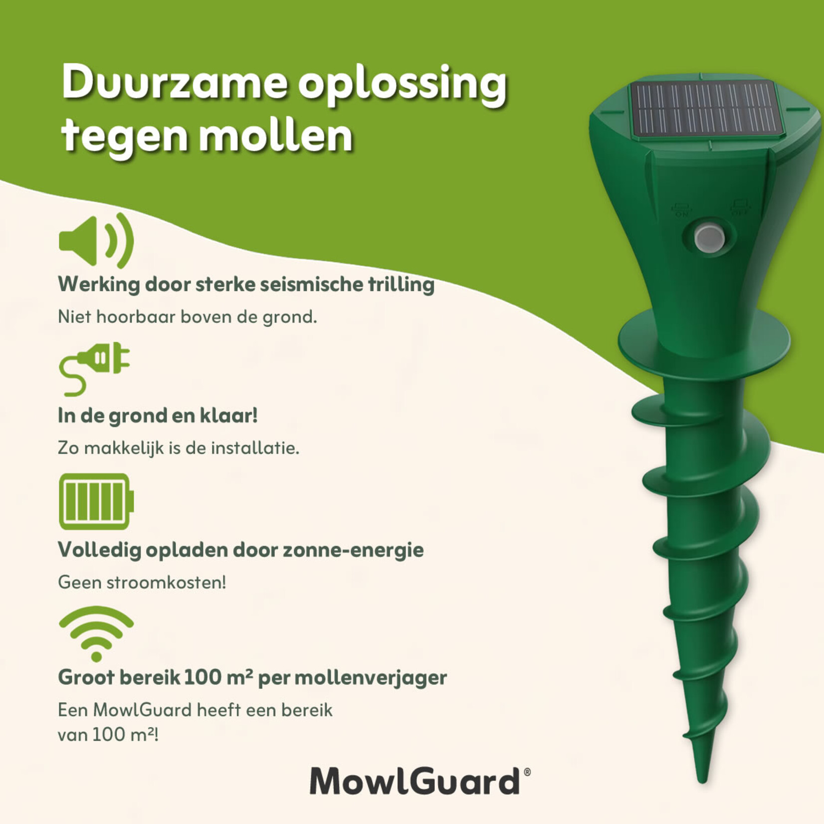 MowlGuard® mollenverjager op zonne-energie (4 stuks)
