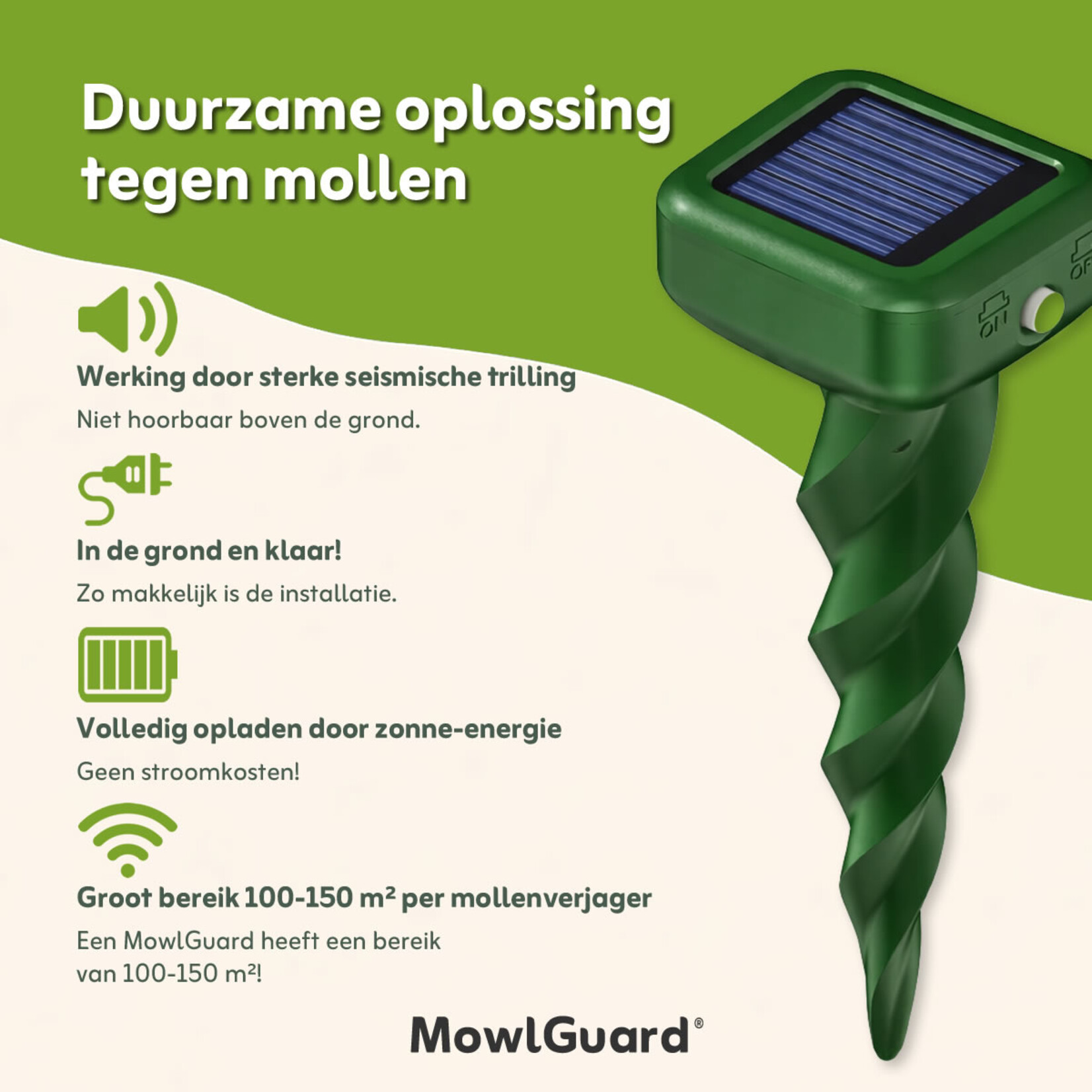 MowlGuard® mollenverjager Square op zonne-energie (2 stuks)