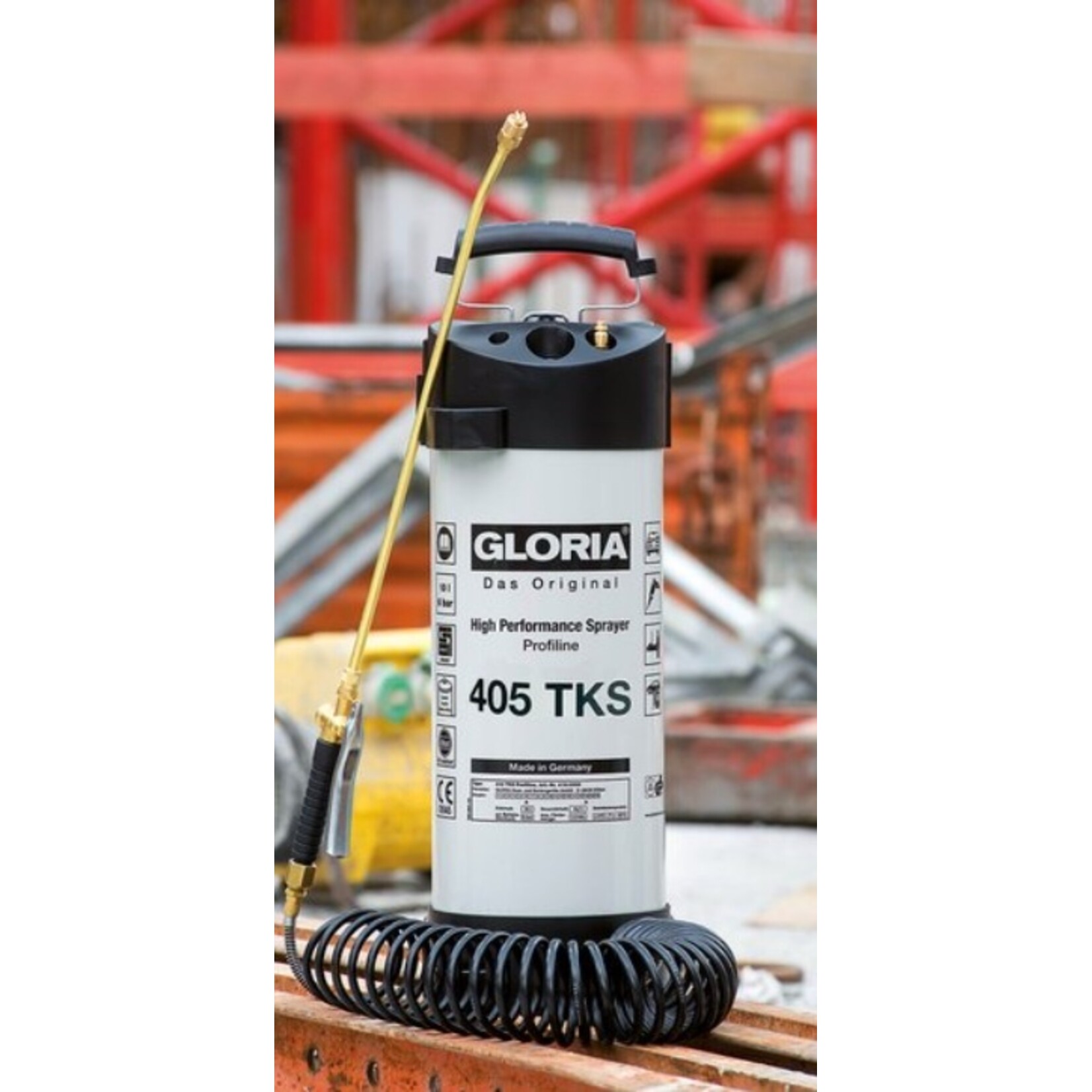 Gloria Industrie Hogedrukspuit Staal 405TKS Profiline (5 liter) met Compressoraansluiting