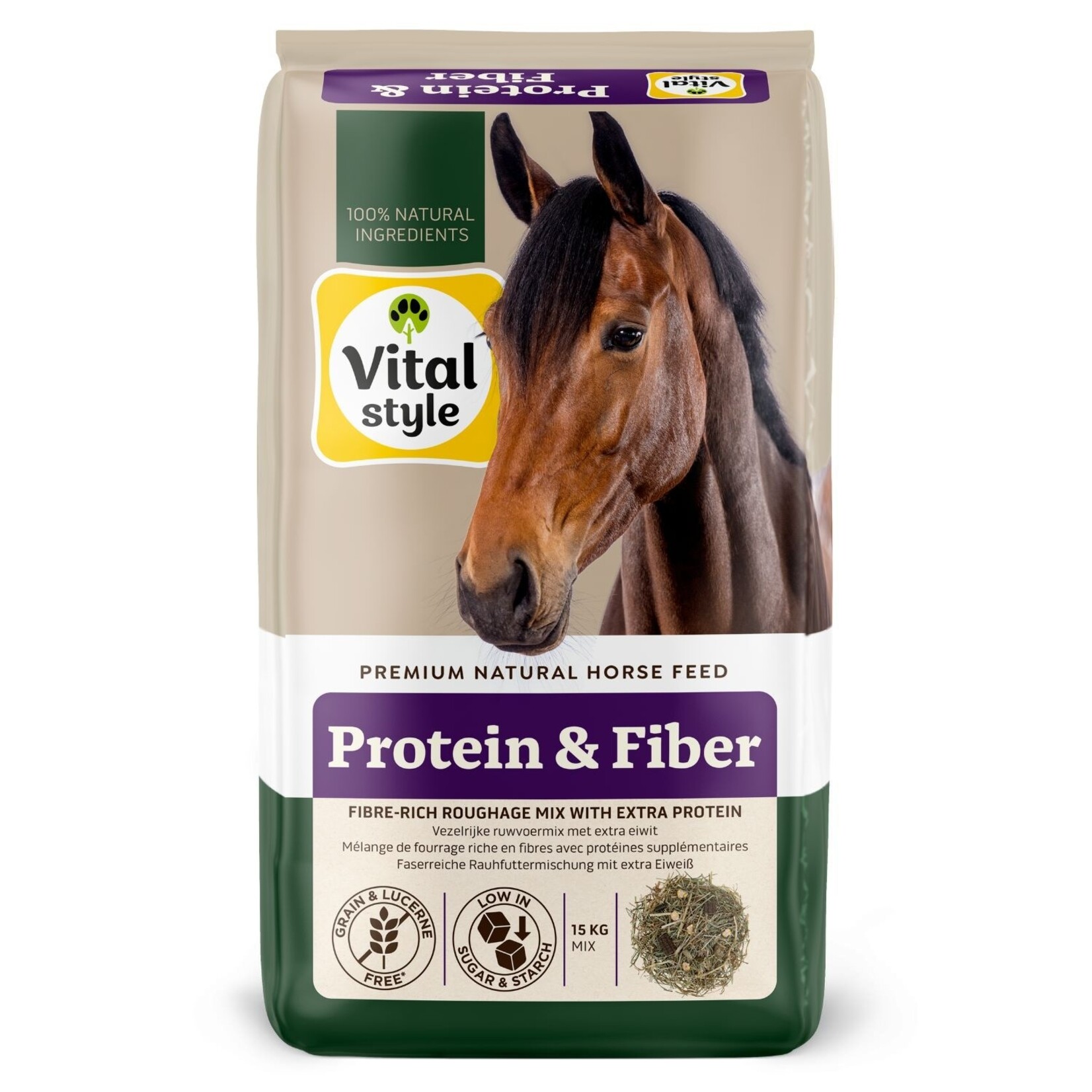 VITALstyle Ruwvoer mix Protein & Fiber 15 kg