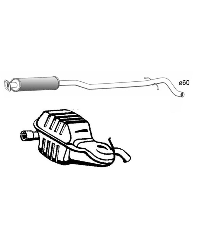 Edex Complete uitlaat Einddemper + Middendemper Volvo V70, XC70, 2.3, 2.4, 2.5