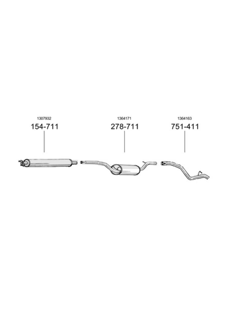 European Exhaust and Catalyst Uitlaat middendemper + achterdemper + uitlaatpijp Ford / Volvo