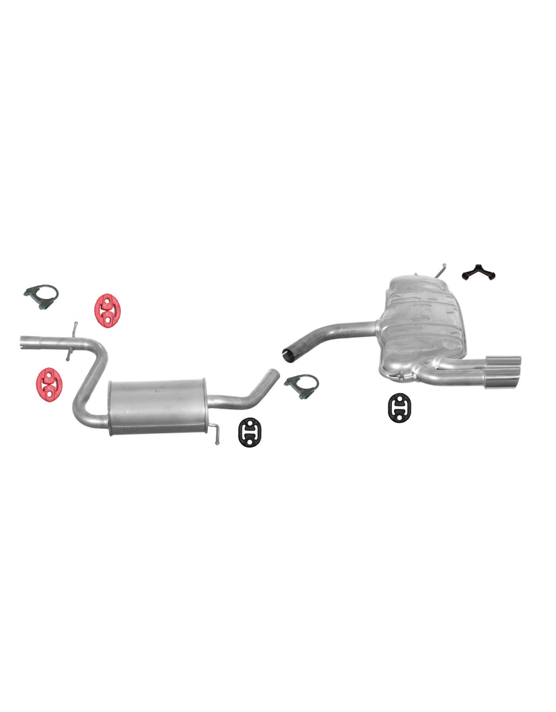 Polmo Complete uitlaat  middendemper + einddemper Audi A3 1.4