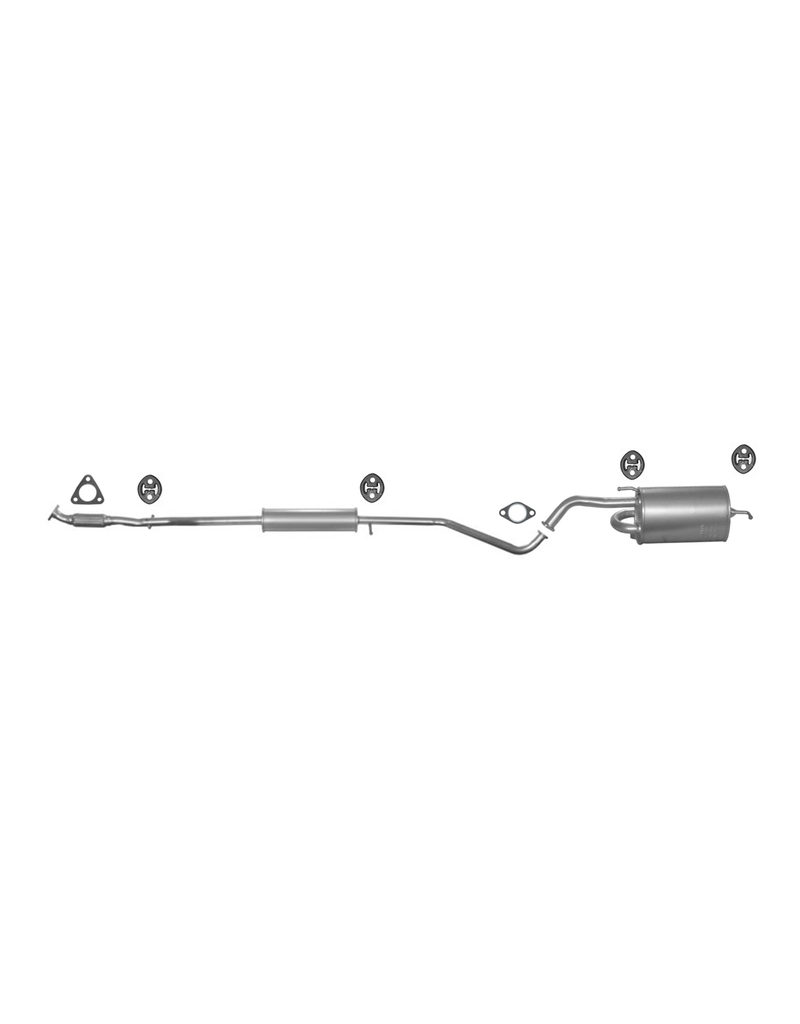 European Exhaust and Catalyst Uitlaatset, Middendemper + Einddemper Daewoo Matiz