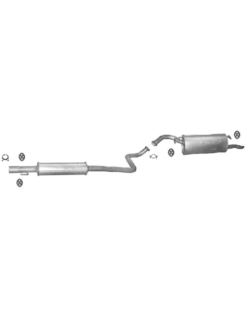 European Exhaust and Catalyst Uitlaatset, Einddemper + Middendemper Toyota Yaris Verso