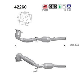 AS Katalysator Audi A3 / Seat Altea, Leon, Toledo/ Volkswagen Golf 2.0 GTI
