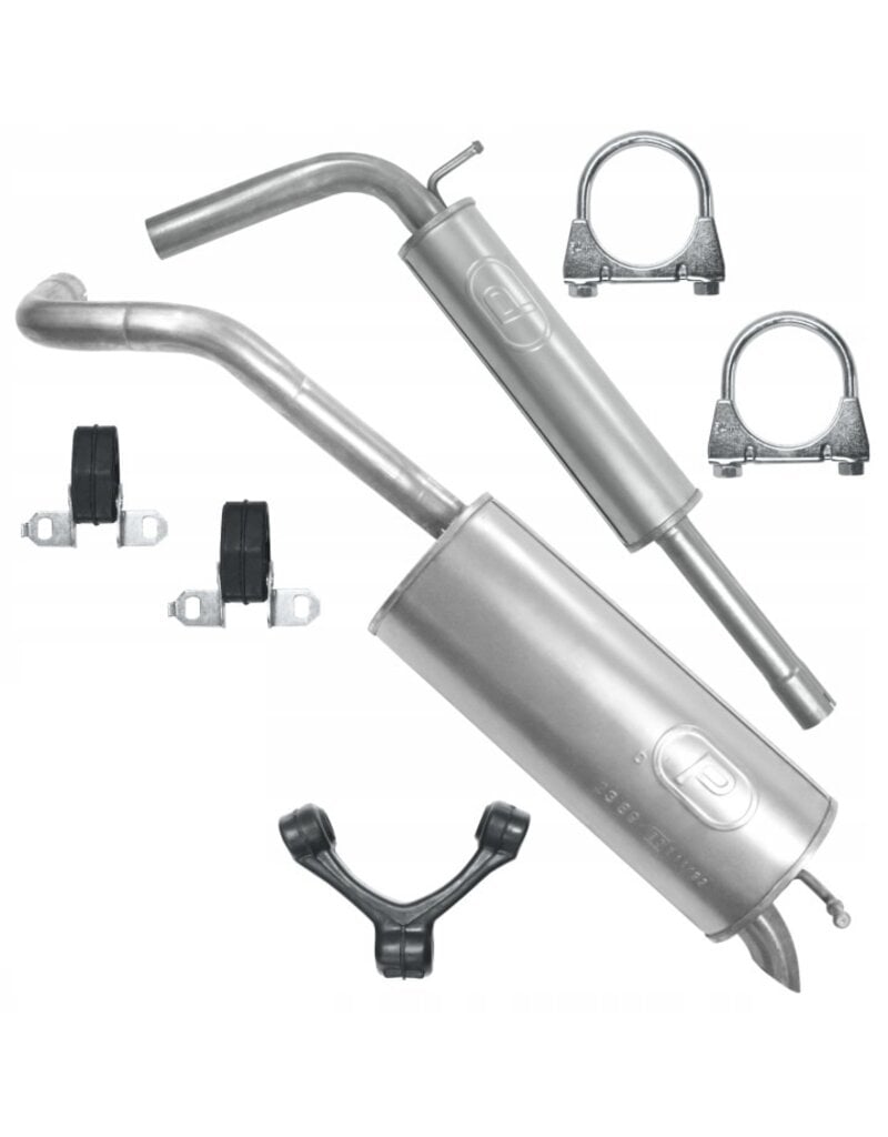 Polmo Uitlaatset, Einddemper + Tussendemper Seat Ibiza, Cordoba, Skoda Fabia, Volkswagen Polo