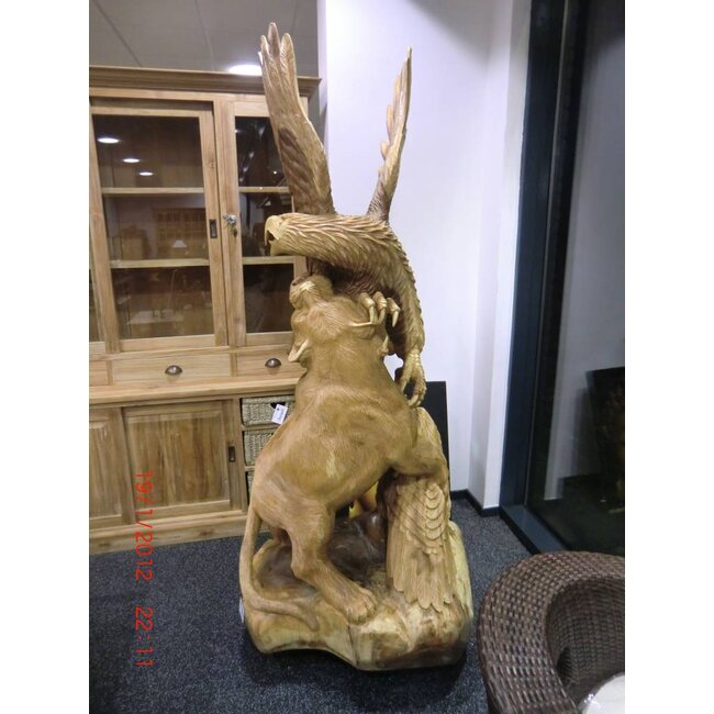 Houtsnijwerk Arend + Leeuw