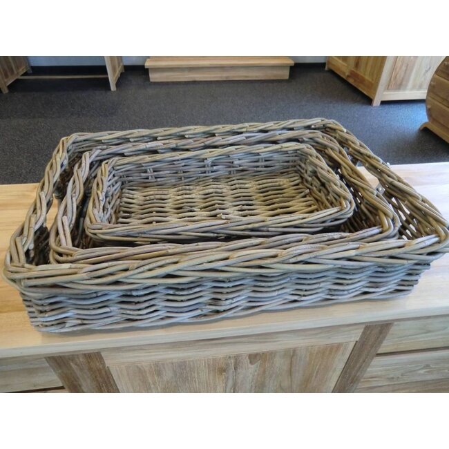 Rotan manden (set van 3 stuks)