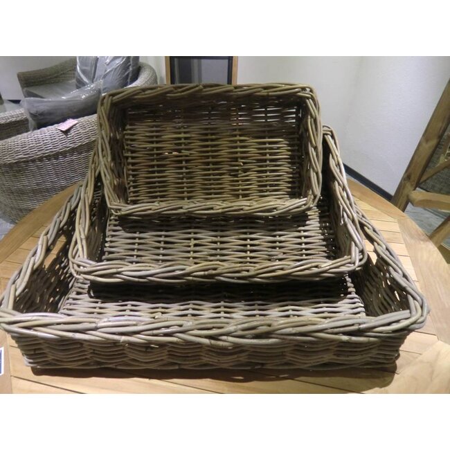 Rotan manden (set van 3 stuks)