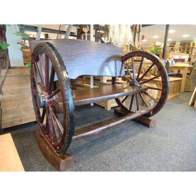 Bank met koetswielen