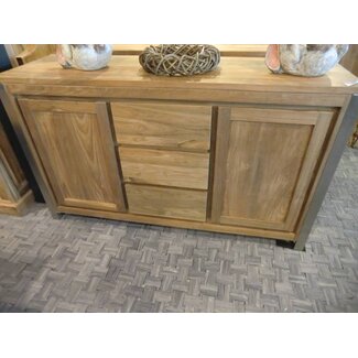TEAK + RVS Dressoir 3 Laden