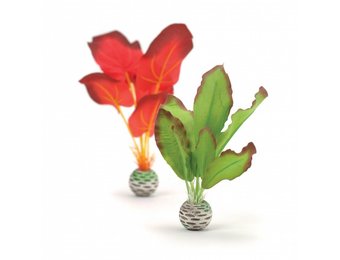 Zijde plant 2x kort rood/groen