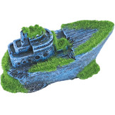 Ornament Polyresin Gezonken Half schip met Mos 13 x 6 cm