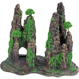 Ornament Polyresin Rotszuilen met Gat Mos en Boom 22 cm