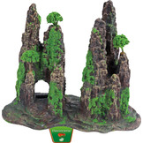 Ornament Polyresin Rotszuilen met Gat Mos en Boom 22 cm