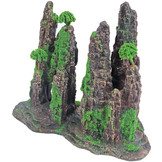 Ornament Polyresin Rotszuilen met Gat Mos en Boom 22 cm