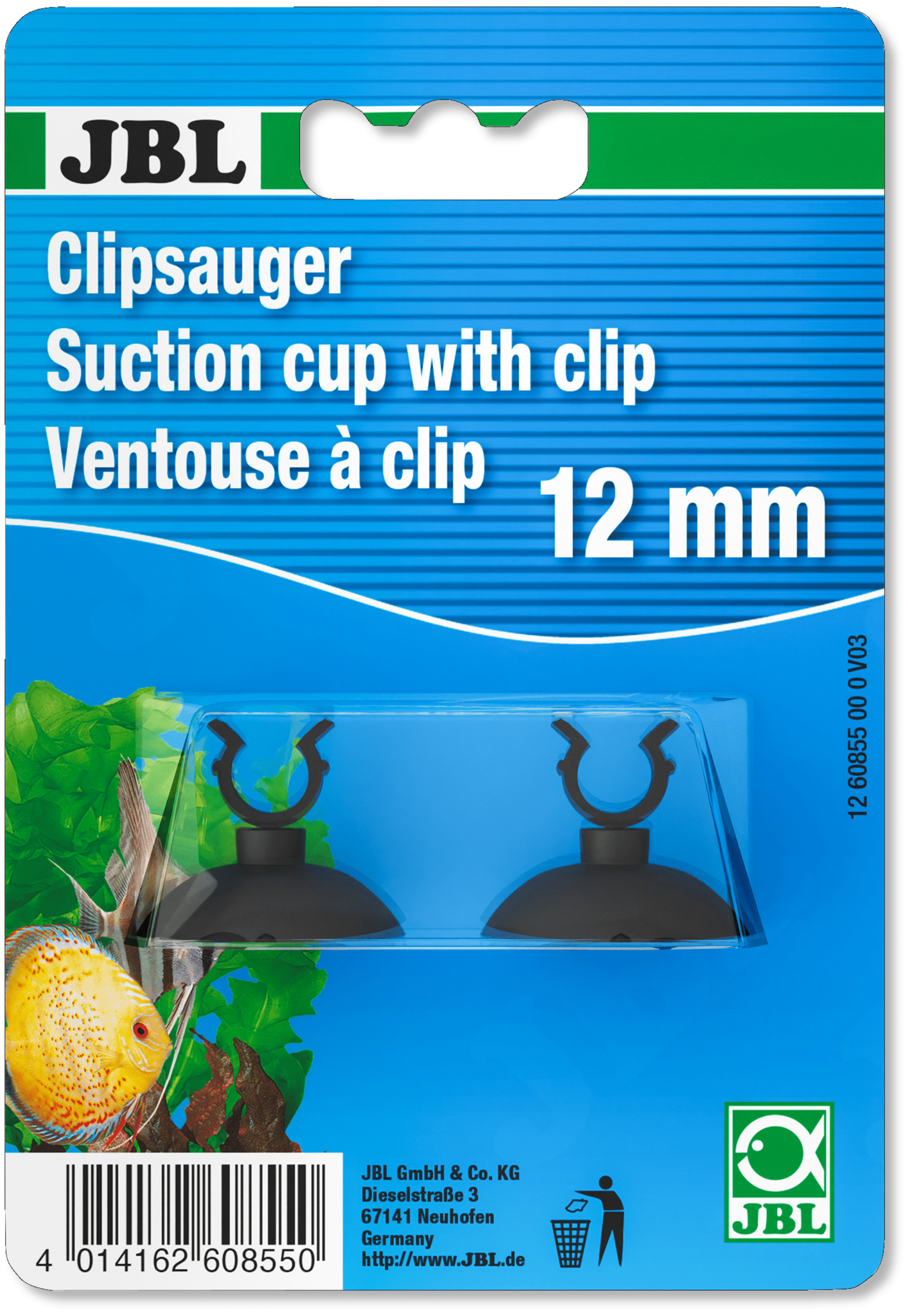 Zuignap Met Klem 12 mm 2 stuks