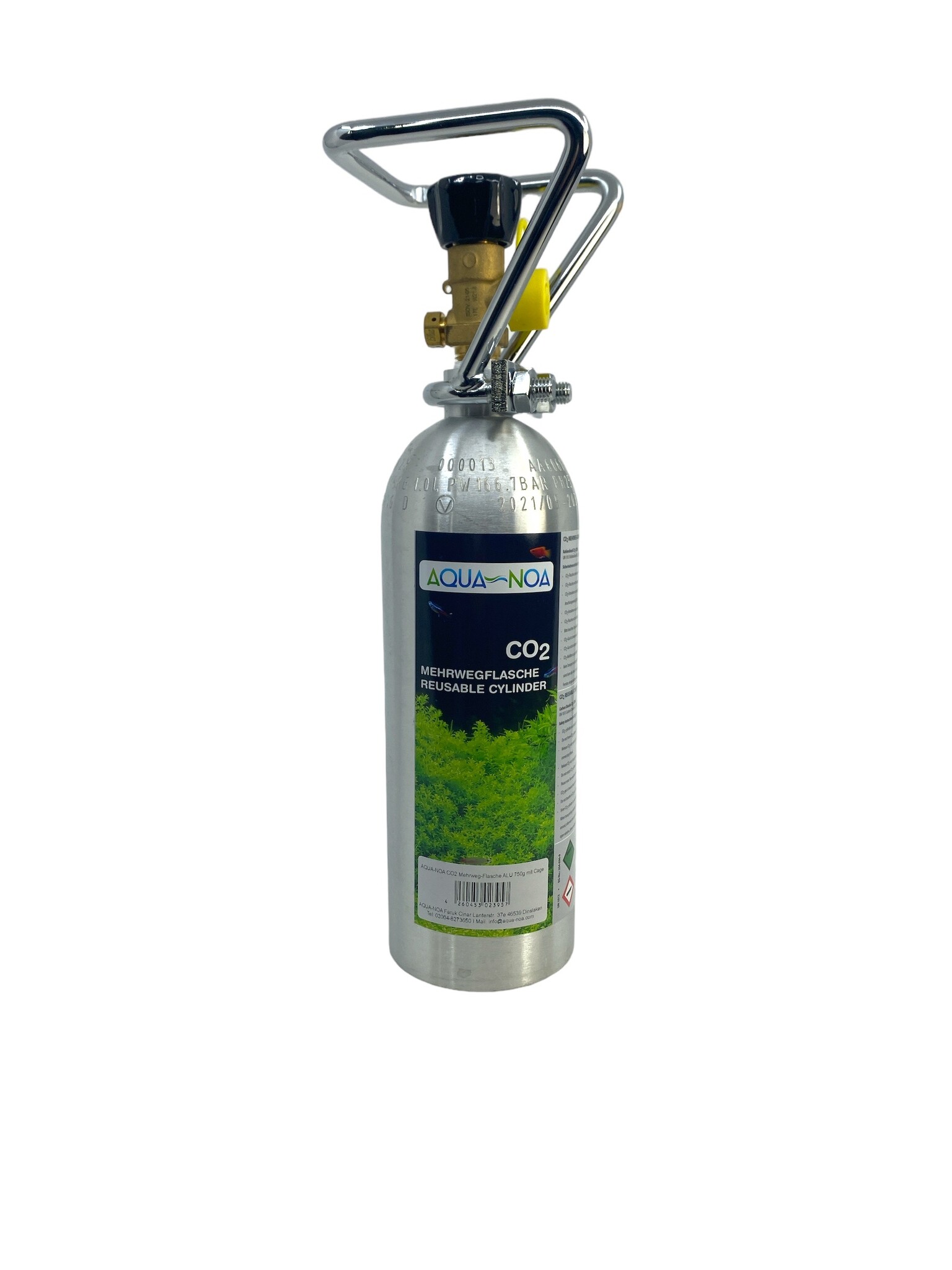 CO2 herbruikbare fles aluminium 750g gevuld schroefdraad B 21,8x1/14