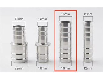 RVS slangpilaar koppelstuk voor slang 16-22mm