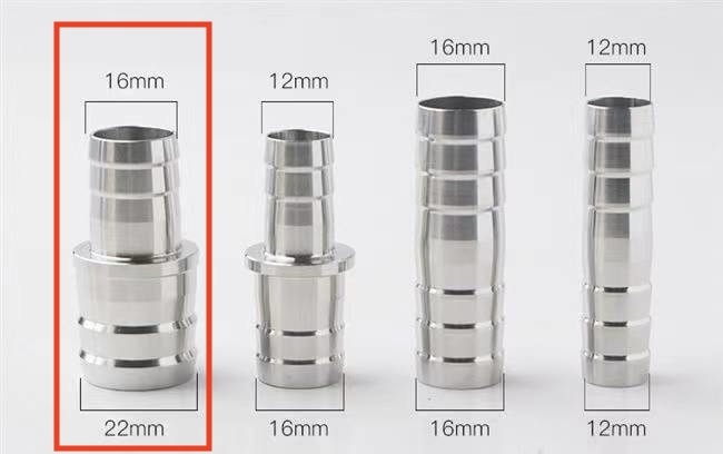 RVS slangpilaar verloop koppelstuk voor slang 16-22mm naar 22-26 mm
