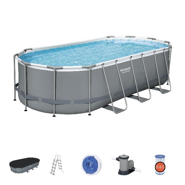 Zwembad power steel set ovaal grijs 549