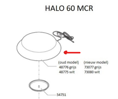 Vervangdeksel HALO 60 MCR wit DC