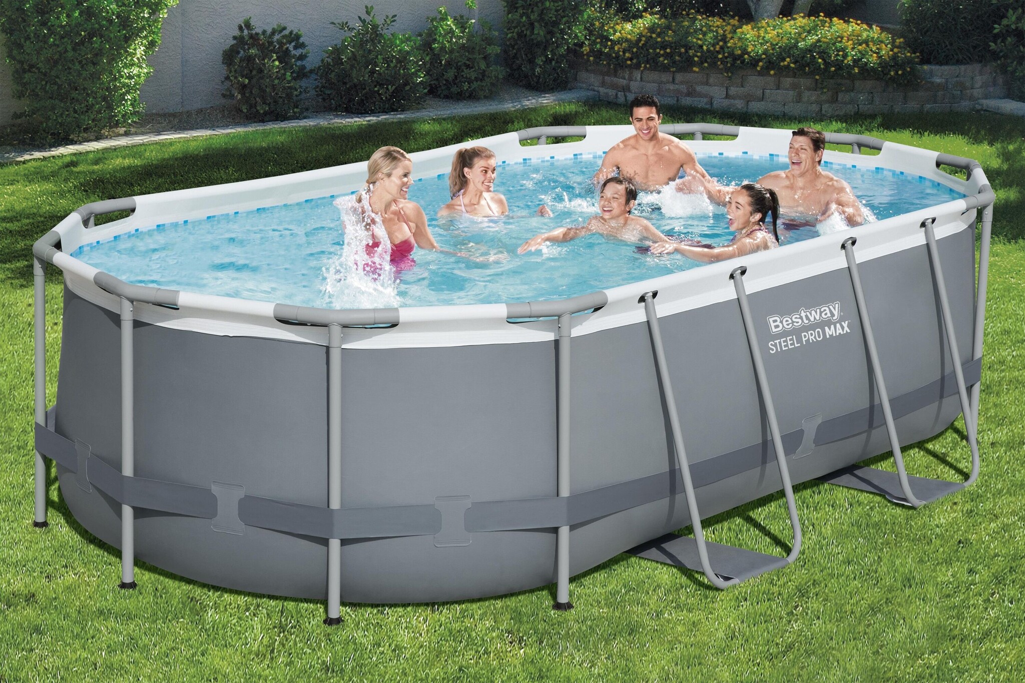 Zwembad Steel Pro Max Set Ovaal Grijs 427