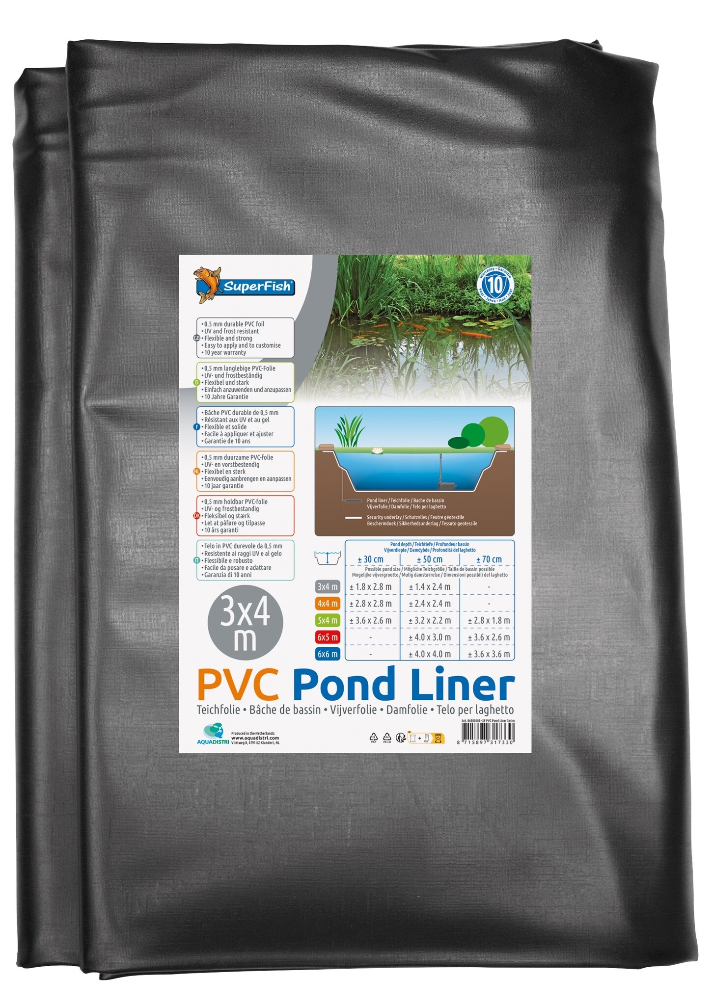 Vijverfolie 3x4 meter