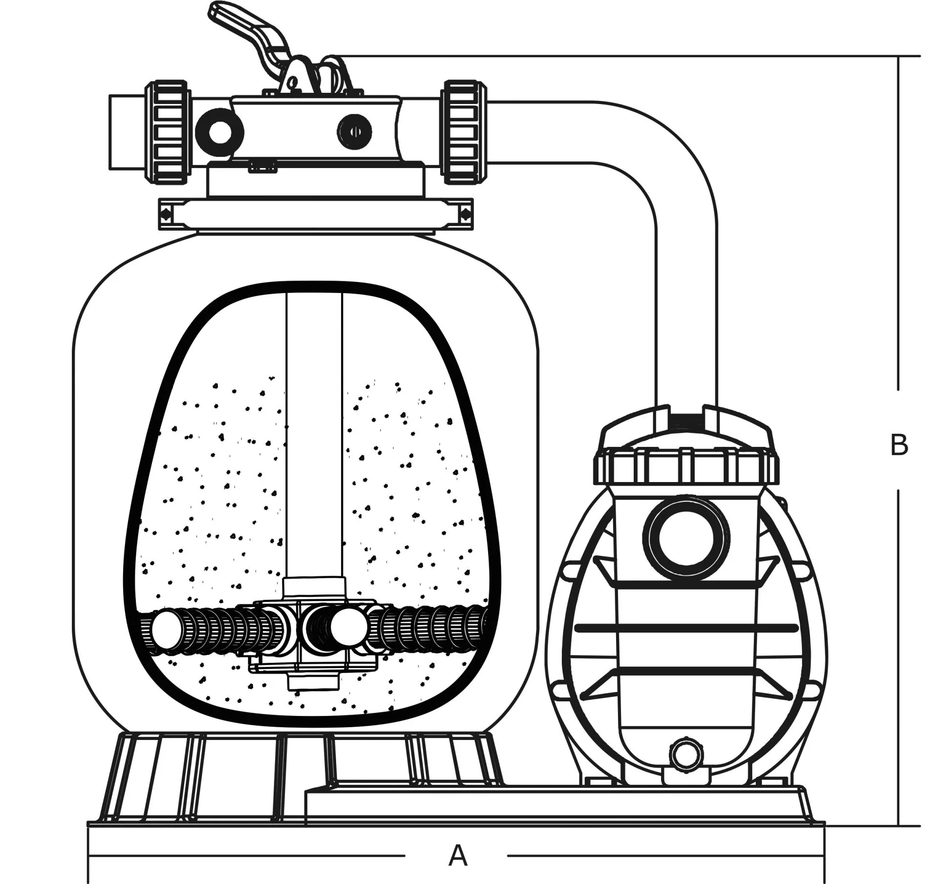 Filterset PE 50 mm / 1 1/2" metrisch/imperial lijmmof 2bar 230VAC Grijs type FSP400-6W