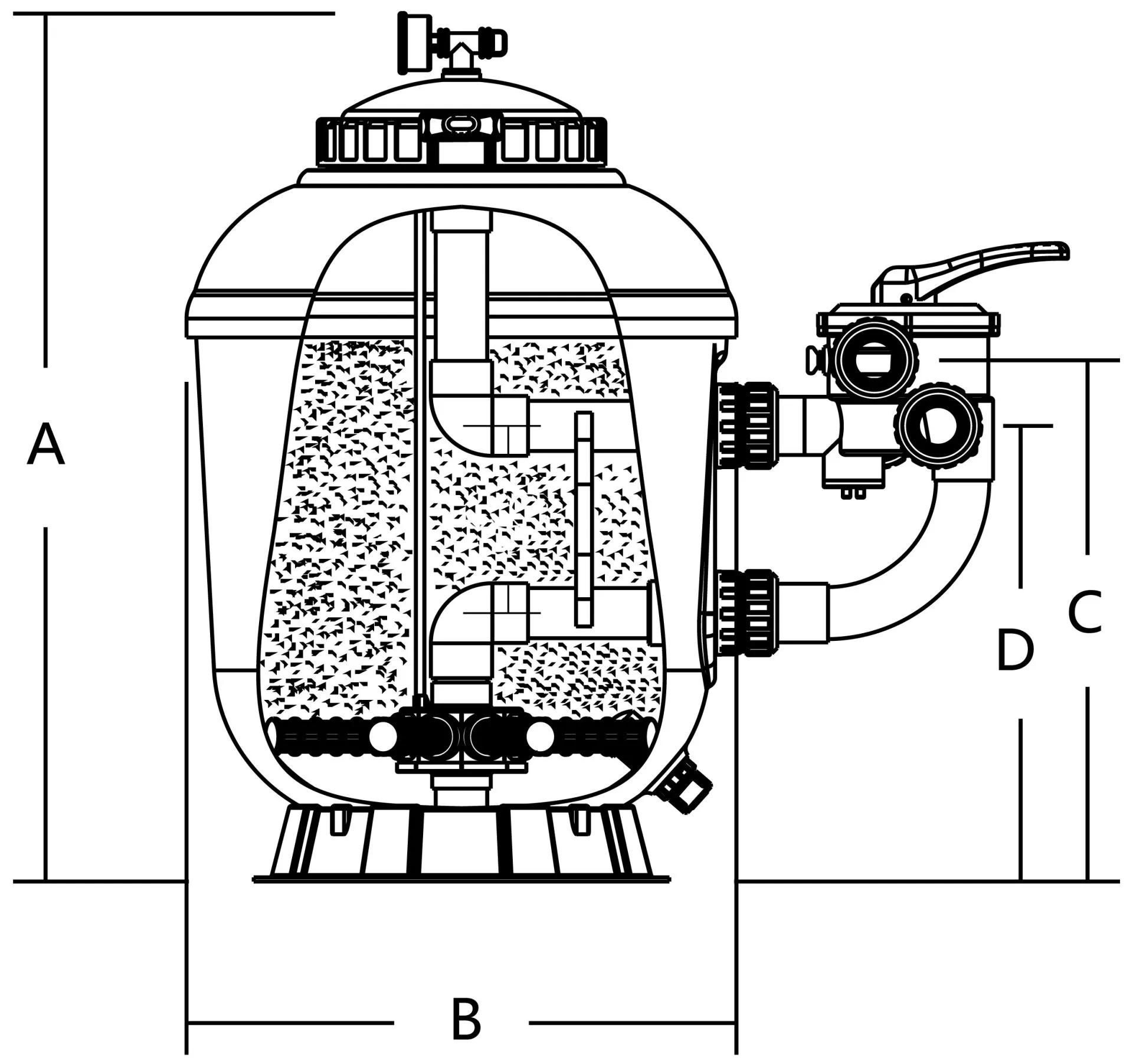 Zandfilter polyester gelcoated 63 mm / 2" metrisch/imperial lijmmof 2,5bar groen type SMG750