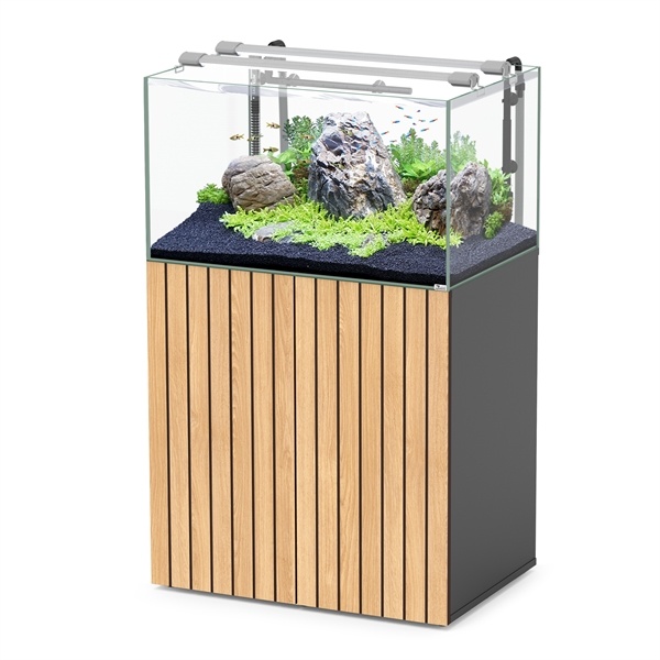 AquaScape Set 80x55 RGBW Hoogglans Zwart en Licht Noten