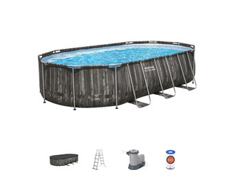 Zwembad power steel set ovaal hout 610