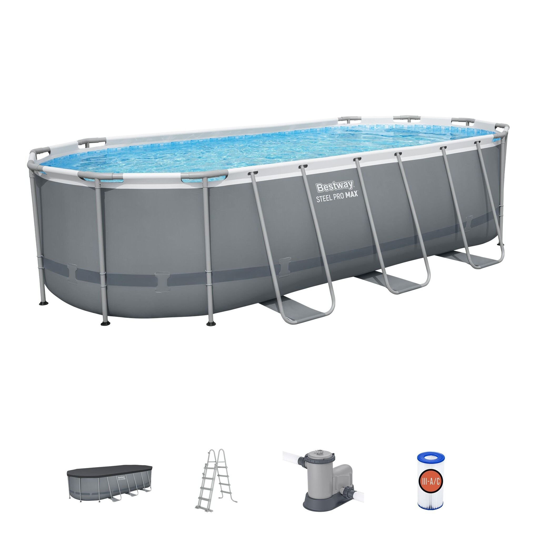 zwembad steel pro max set ovaal grijs 549