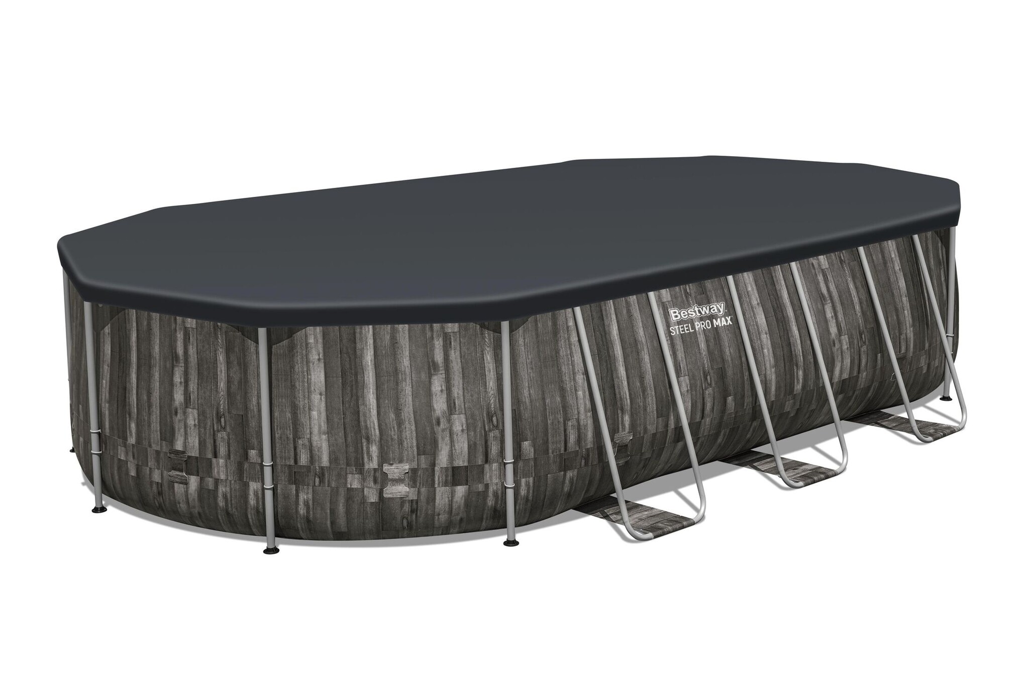 zwembad steel pro max set ovaal hout 610