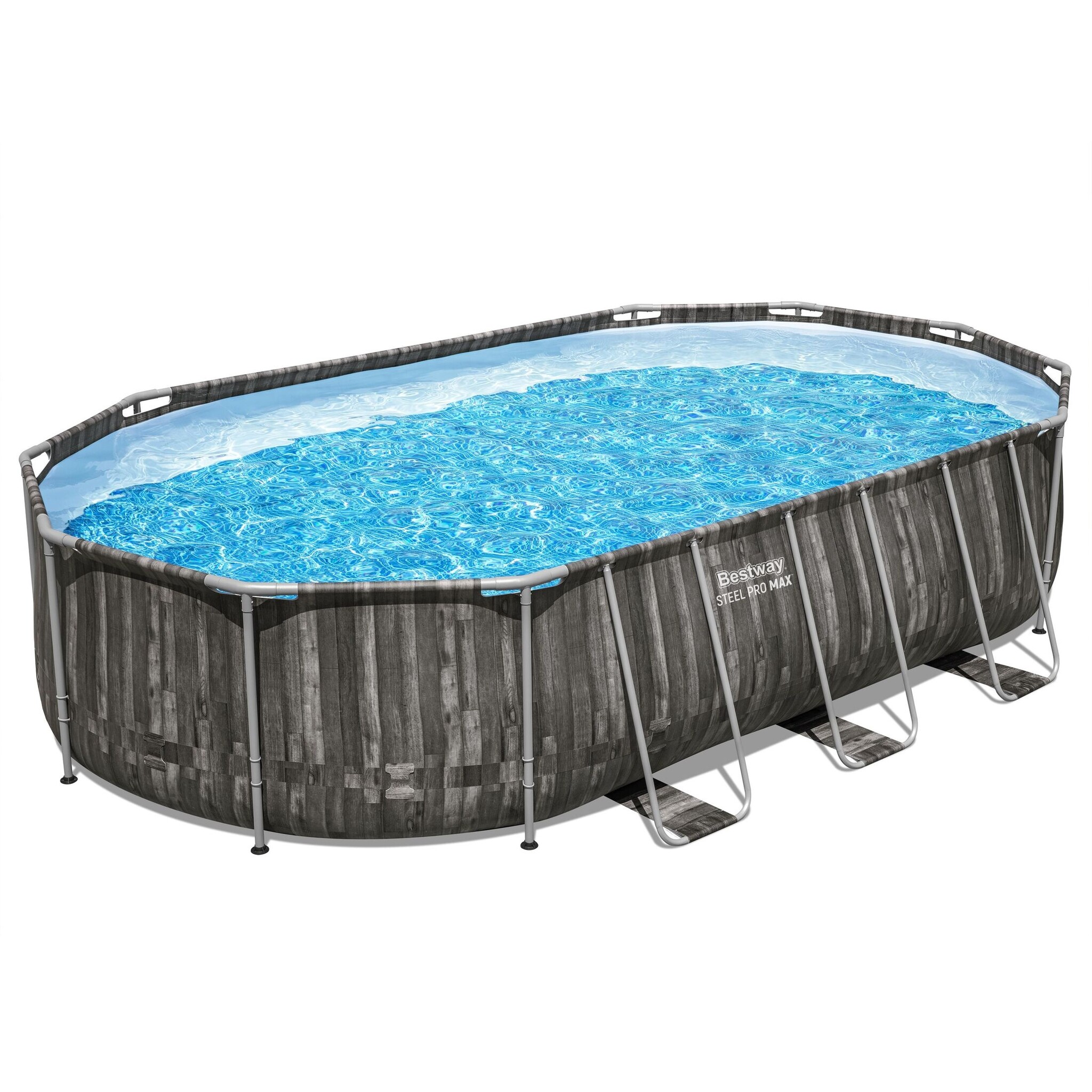zwembad steel pro max set ovaal hout 610