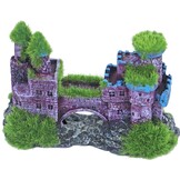 ornament kasteel dubbel met brug en mos, 11x5 cm