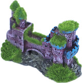 ornament kasteel dubbel met brug en mos, 11x5 cm