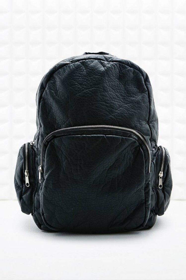 Black leather backpack