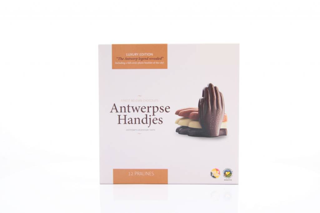 Antwerpse Handjes - chocolade gevuld - kleine doos 12 st