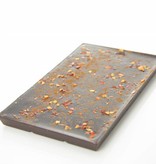 A dark chocolate bar with chili pepper