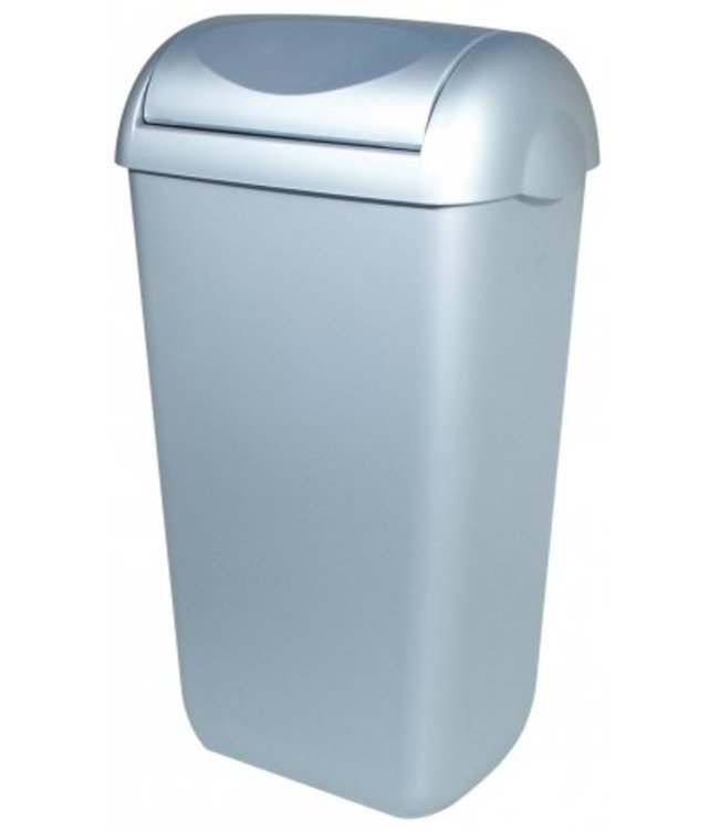 PlastiQline Afvalbak kunststof RVS look 23 liter swing