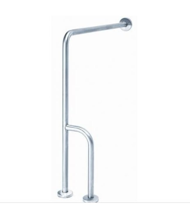 MediQo-line Wand -> vloergreep RVS met extra stang - links