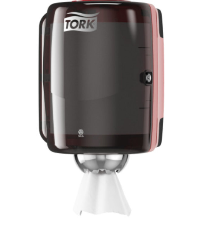 Tork Centerfeed Poetspapier Dispenser Kunststof Zwart/Rood M2