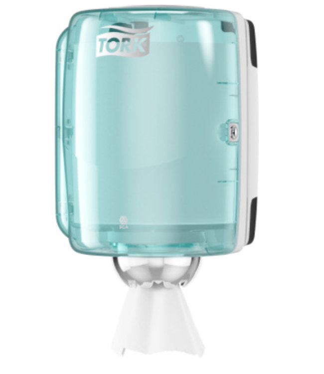 Tork Centerfeed Poetspapier Dispenser Kunststof Wit/Turquoise M2