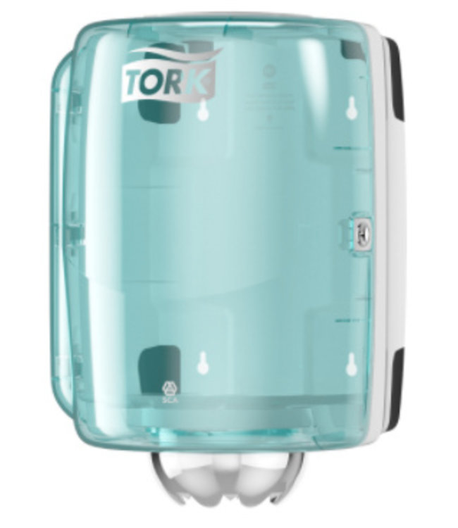 Tork Centerfeed Poetspapier Dispenser Kunststof Wit/Turquoise M2