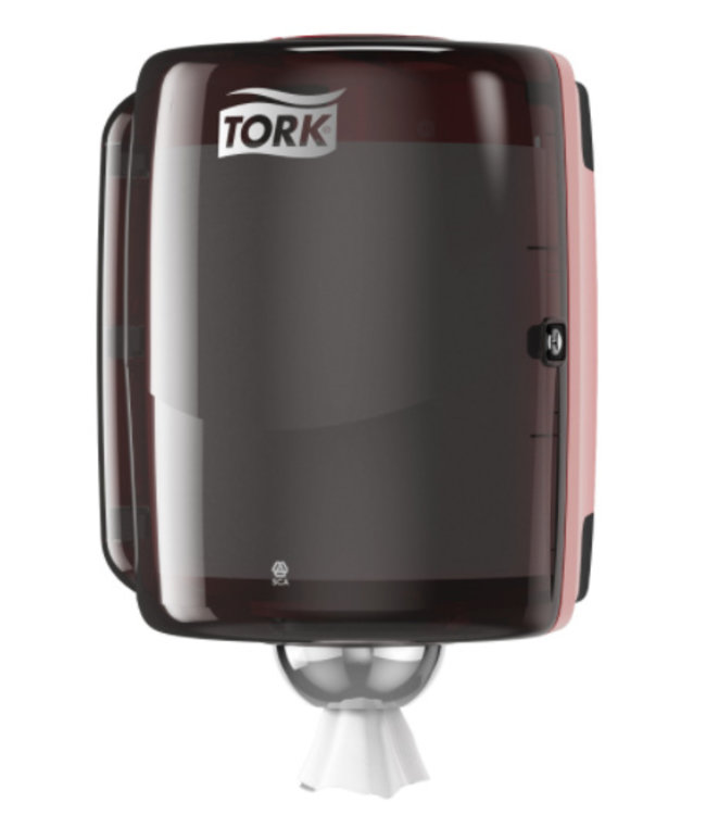 Tork Combi Rol Poetspapier Dispenser Kunststof Zwart/Rood W2