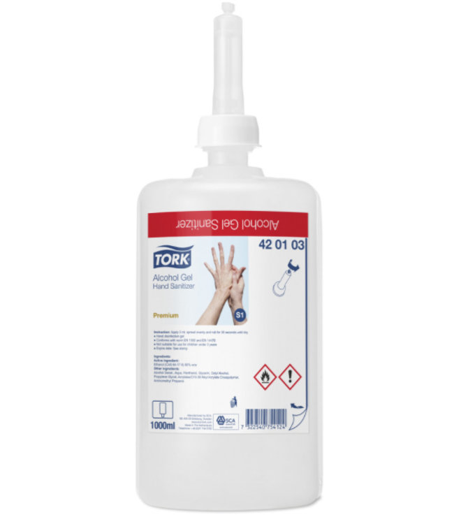 6x Tork Alcohol Gel Hand Sanitizer - Transparant - S1