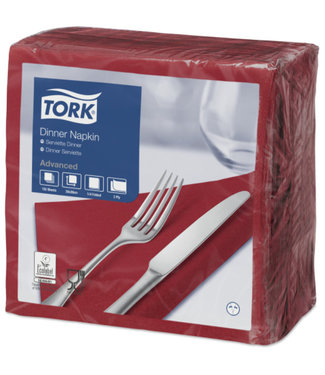 Tork Tork tissue servet 39x39cm 2-laags 1/4-vouw burgundy 12x150