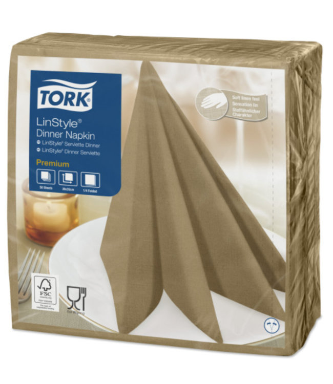 Tork LinStyle® servet 39x39cm 1/4-vouw biscuit 12x50